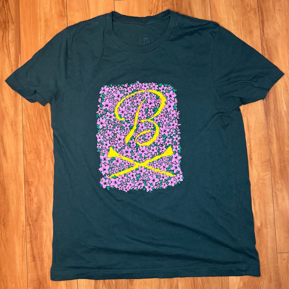 Barstool Teal Graphic Tee with Floral Design